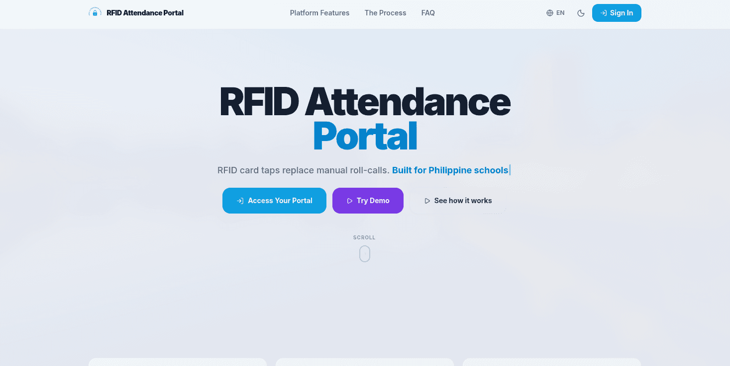 RFID Attendance Portal screenshot